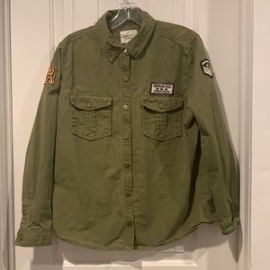 Forever 21 Army Green Snap Button Down